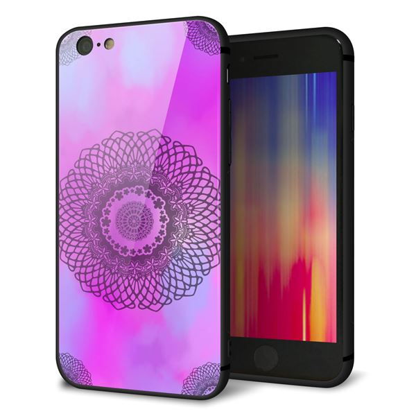 iPhone6 強化ガラス&TPUスマホケース ガラプリ【YJ344 レース】