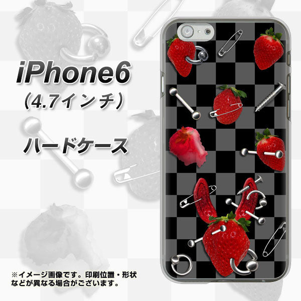 iPhone6 高画質仕上げ 背面印刷 ハードケース【AG833 苺パンク(黒)】