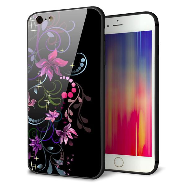 iPhone6 PLUS 強化ガラス&TPUスマホケース ガラプリ【263 闇に浮かぶ華】