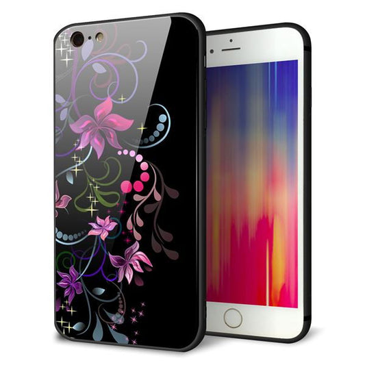 iPhone6 PLUS 強化ガラス&TPUスマホケース ガラプリ【263 闇に浮かぶ華】