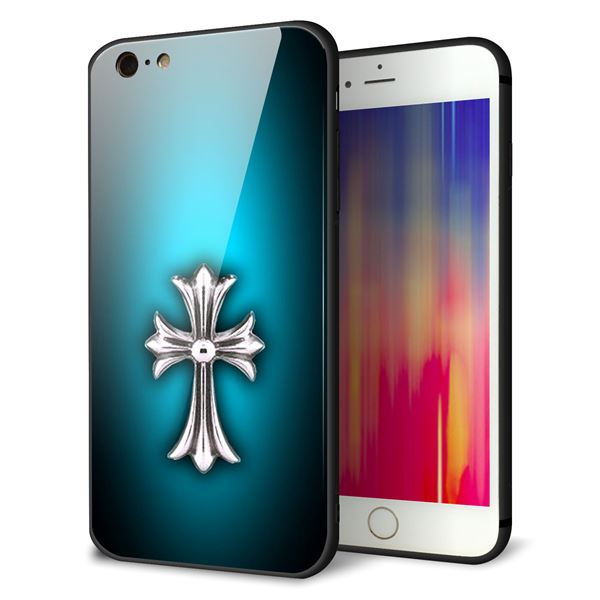 iPhone6 PLUS 強化ガラス&TPUスマホケース ガラプリ【334 クロスブルー】