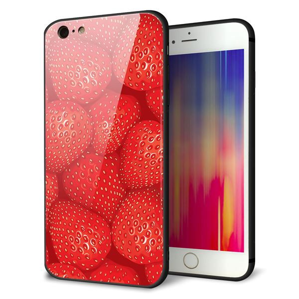 iPhone6 PLUS 強化ガラス&TPUスマホケース ガラプリ【444 ストロベリーウォール】