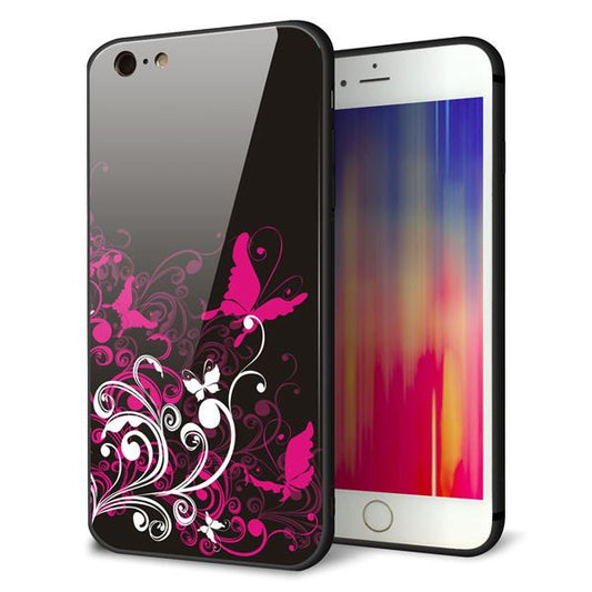 iPhone6 PLUS 強化ガラス&TPUスマホケース ガラプリ【585 闇に舞う蝶】