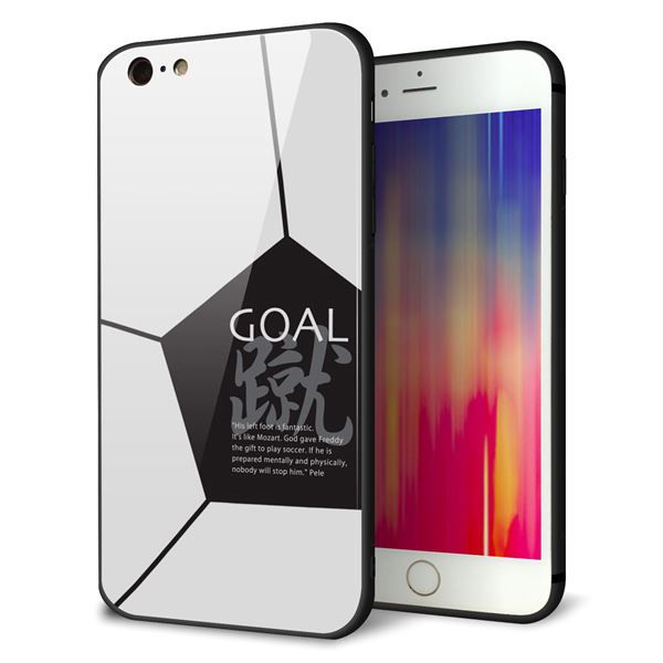 iPhone6 PLUS 強化ガラス&TPUスマホケース ガラプリ【IB921 サッカーボール】
