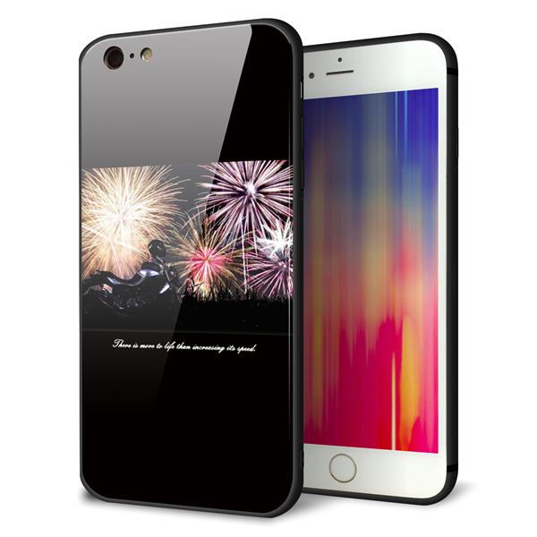 iPhone6 PLUS 強化ガラス&TPUスマホケース ガラプリ【KM878 バイクと花火】