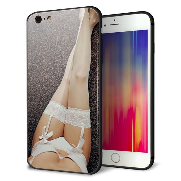 iPhone6 PLUS 強化ガラス&TPUスマホケース ガラプリ【KM888 ストッキング】