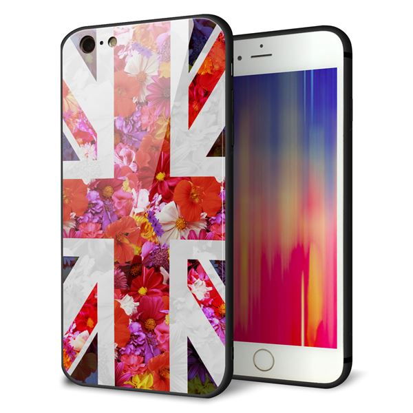 iPhone6 PLUS 強化ガラス&TPUスマホケース ガラプリ【SC801 ユニオンジャック リアルフラワー】