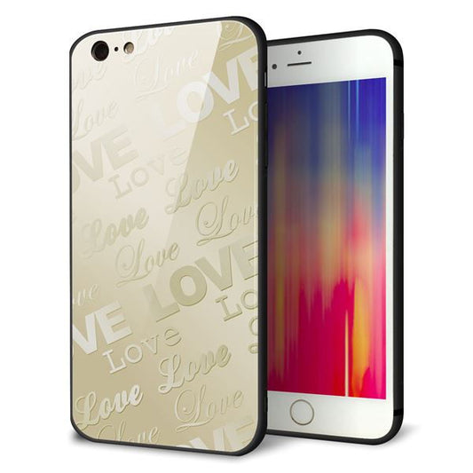 iPhone6 PLUS 強化ガラス&TPUスマホケース ガラプリ【SC840 エンボス風LOVEリンク(ヌーディーベージュ)】