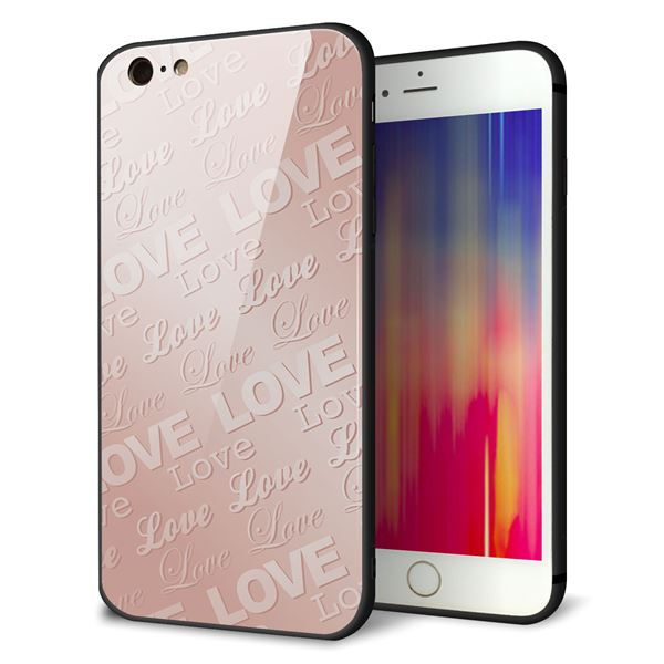iPhone6 PLUS 強化ガラス&TPUスマホケース ガラプリ【SC841 エンボス風LOVEリンク(ローズピンク)】