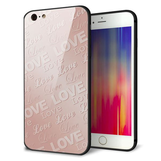 iPhone6 PLUS 強化ガラス＆TPUスマホケース ガラプリ【SC841 エンボス風LOVEリンク（ローズピンク）】