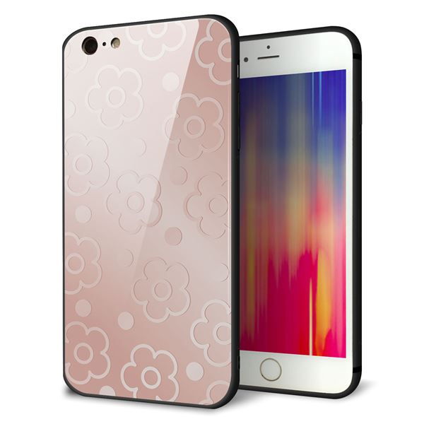 iPhone6 PLUS 強化ガラス&TPUスマホケース ガラプリ【SC843 エンボス風デイジーシンプル(ローズピンク)】