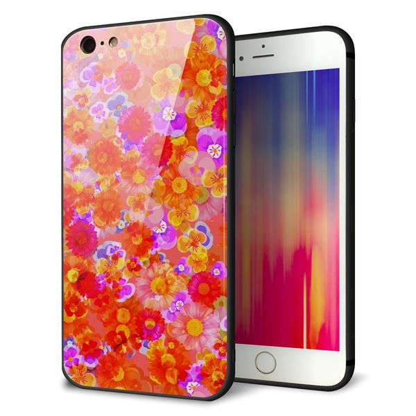iPhone6 PLUS 強化ガラス&TPUスマホケース ガラプリ【SC871 リバティプリント フルールドパルファン(レッド)】