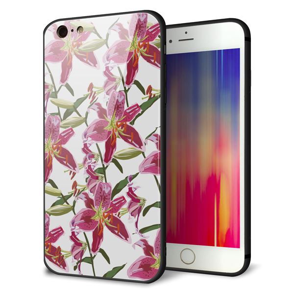 iPhone6 PLUS 強化ガラス&TPUスマホケース ガラプリ【SC892 ボタニカル スカーレットリリー】