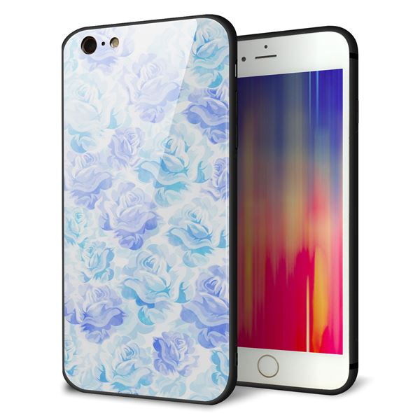 iPhone6 PLUS 強化ガラス&TPUスマホケース ガラプリ【SC927 ローズ ブルー】