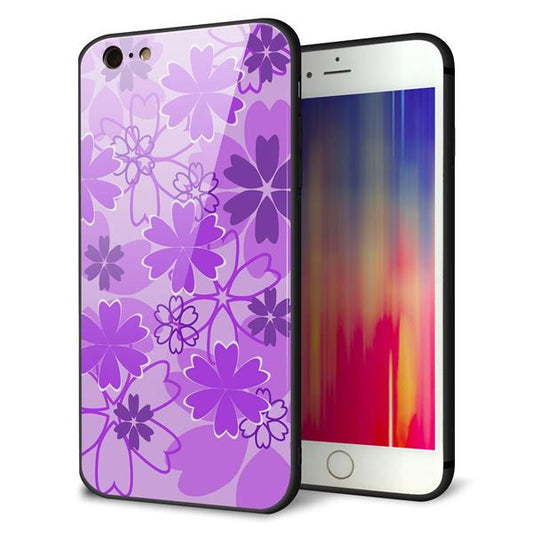 iPhone 6 Plus 強化ガラス&TPUスマホケース ガラプリ【VA960 重なり合う花 パープル】