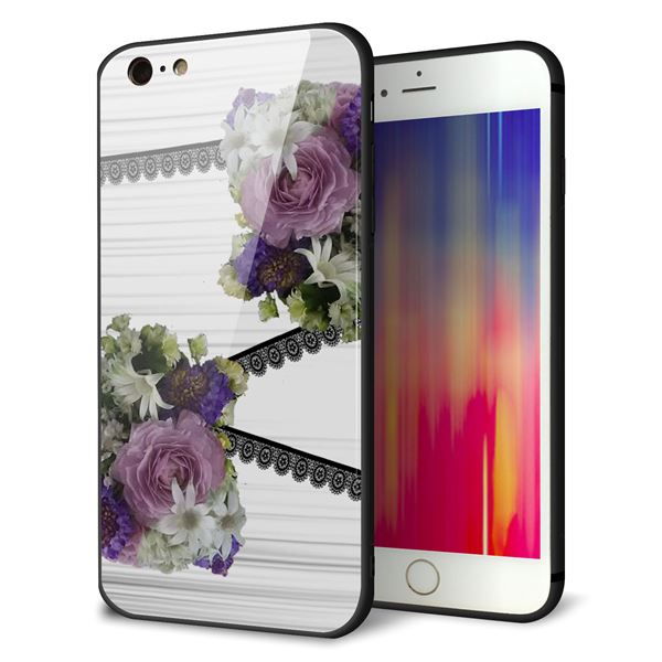 iPhone6 PLUS 強化ガラス&TPUスマホケース ガラプリ【YI888 フラワー9】