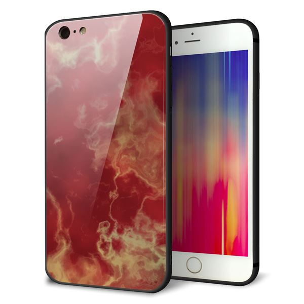 iPhone6s PLUS 強化ガラス&TPUスマホケース ガラプリ【KM870 大理石RD】