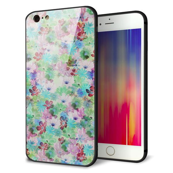 iPhone6s PLUS 強化ガラス&TPUスマホケース ガラプリ【SC872 リバティプリント プレスドフラワー(グリーン)】
