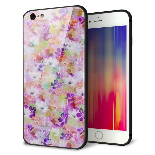iPhone6s PLUS 強化ガラス&TPUスマホケース ガラプリ【SC873 リバティプリント プレスドフラワー(パープル)】