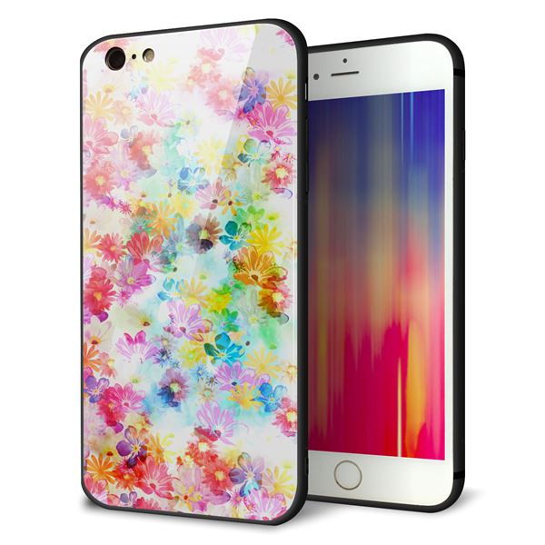 iPhone6s PLUS 強化ガラス&TPUスマホケース ガラプリ【SC876 リバティプリント プレスドフラワー(ホワイト)】
