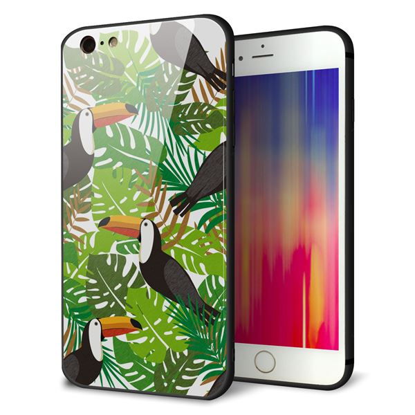 iPhone6s PLUS 強化ガラス&TPUスマホケース ガラプリ【SC894 ボタニカル トロピカルバード】