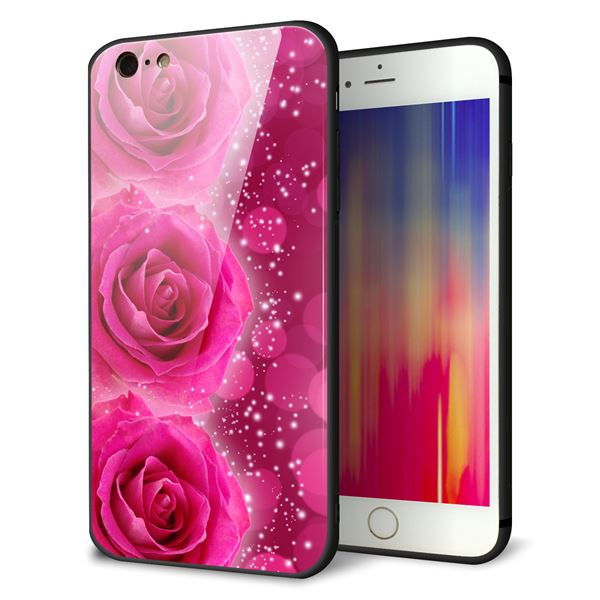 iPhone6s PLUS 強化ガラス＆TPUスマホケース ガラプリ【VA815 3連のバラ】