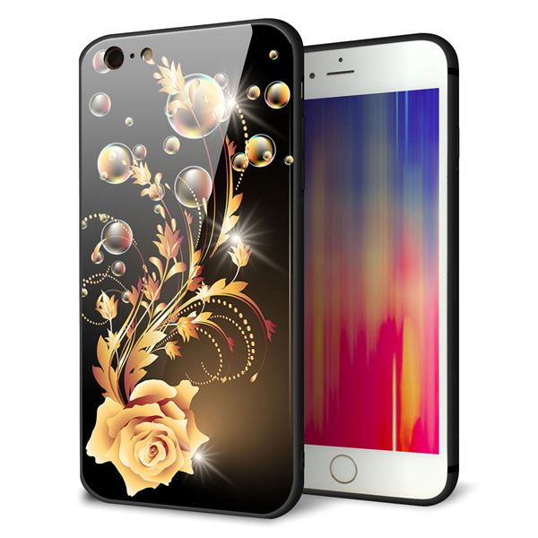 iPhone6s PLUS 強化ガラス&TPUスマホケース ガラプリ【VA823 気高きバラ】