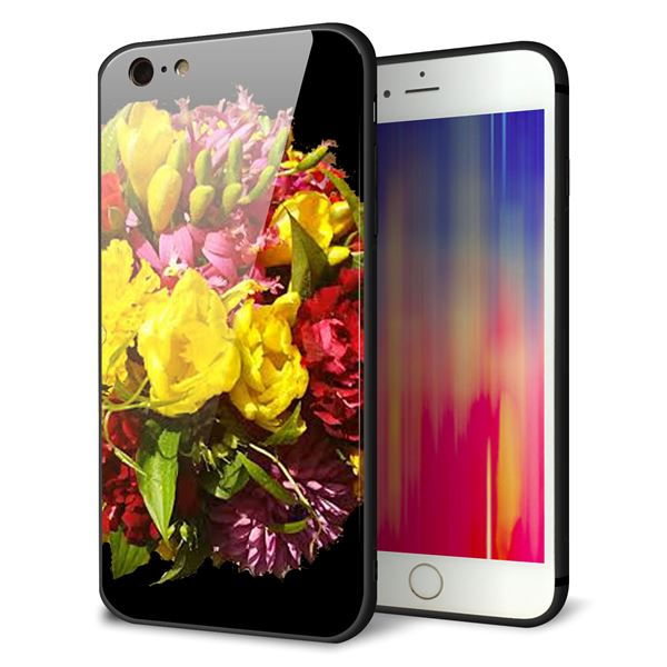 iPhone6s PLUS 強化ガラス&TPUスマホケース ガラプリ【YI883 フラワー4】