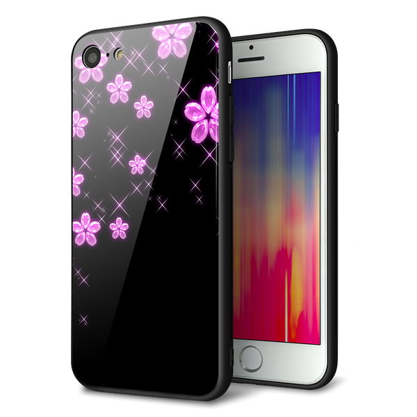 iPhone7 強化ガラス&TPUスマホケース ガラプリ【019 桜クリスタル】