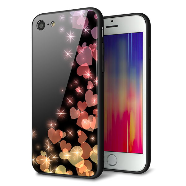 iPhone7 強化ガラス&TPUスマホケース ガラプリ【020 夜のきらめきハート】