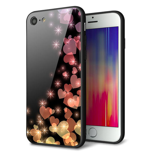 iPhone7 強化ガラス&TPUスマホケース ガラプリ【020 夜のきらめきハート】