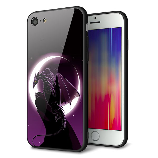 iPhone7 強化ガラス&TPUスマホケース ガラプリ【037 三日月とドラゴン】