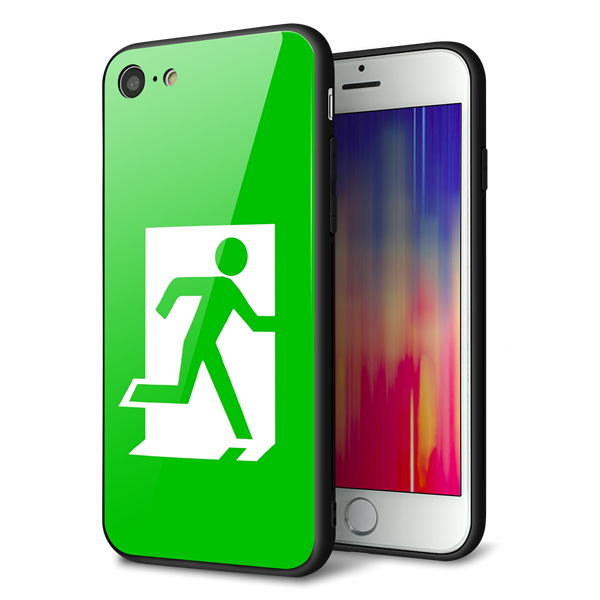 iPhone7 強化ガラス&TPUスマホケース ガラプリ【163 非常口】