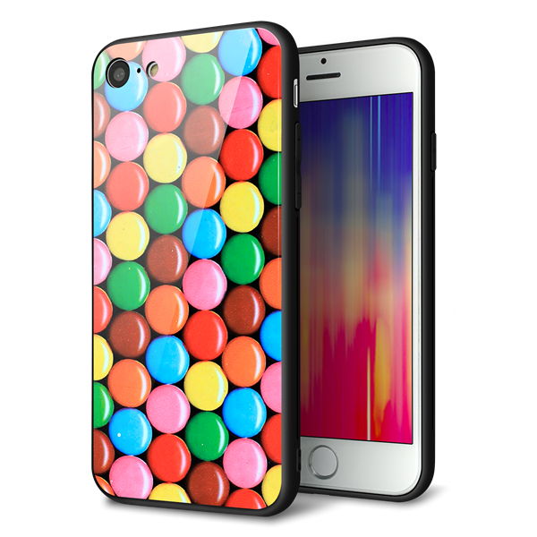 iPhone7 強化ガラス&TPUスマホケース ガラプリ【448 マーブルチョコ】