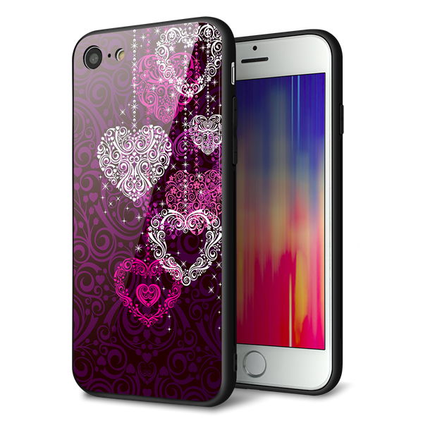 iPhone7 強化ガラス&TPUスマホケース ガラプリ【468 ハートのシャンデリア】