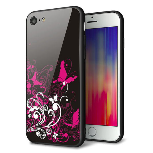 iPhone7 強化ガラス&TPUスマホケース ガラプリ【585 闇に舞う蝶】