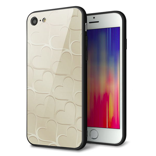 iPhone7 強化ガラス&TPUスマホケース ガラプリ【630 かくれハート】