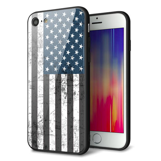 iPhone7 強化ガラス&TPUスマホケース ガラプリ【EK864 アメリカンフラッグビンテージ】