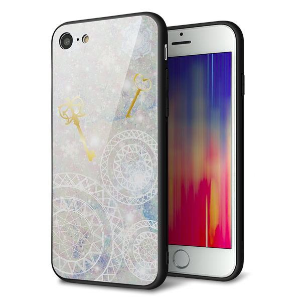 iPhone7 強化ガラス&TPUスマホケース ガラプリ【KM881 魔法陣と鍵】