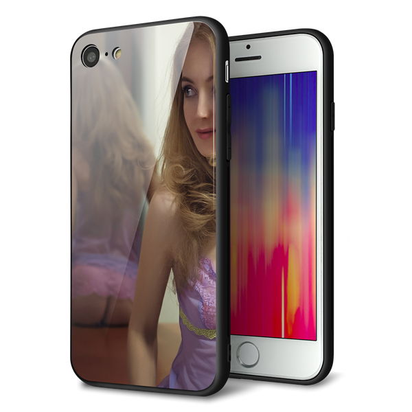 iPhone7 強化ガラス&TPUスマホケース ガラプリ【KM886 ミラー】