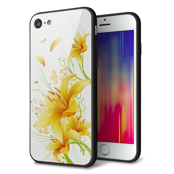 iPhone7 強化ガラス&TPUスマホケース ガラプリ【SC852 ユリ(イエロー)】