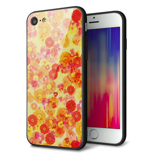 iPhone7 強化ガラス&TPUスマホケース ガラプリ【SC867 リバティプリント フルールドパルファン(イエロー)】