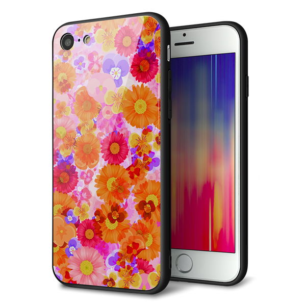 iPhone7 強化ガラス&TPUスマホケース ガラプリ【SC869 リバティプリント フルールドパルファン(ピンク)】