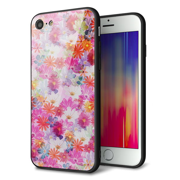 iPhone7 強化ガラス&TPUスマホケース ガラプリ【SC874 リバティプリント プレスドフラワー(ピンク)】