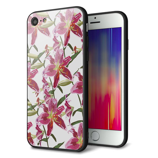 iPhone7 強化ガラス&TPUスマホケース ガラプリ【SC892 ボタニカル スカーレットリリー】
