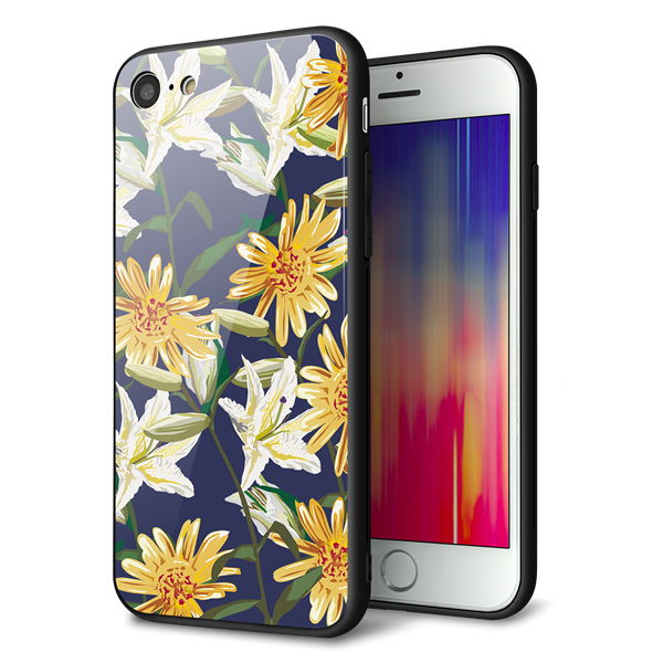 iPhone7 強化ガラス&TPUスマホケース ガラプリ【SC893 ボタニカル デイジー&リリー】