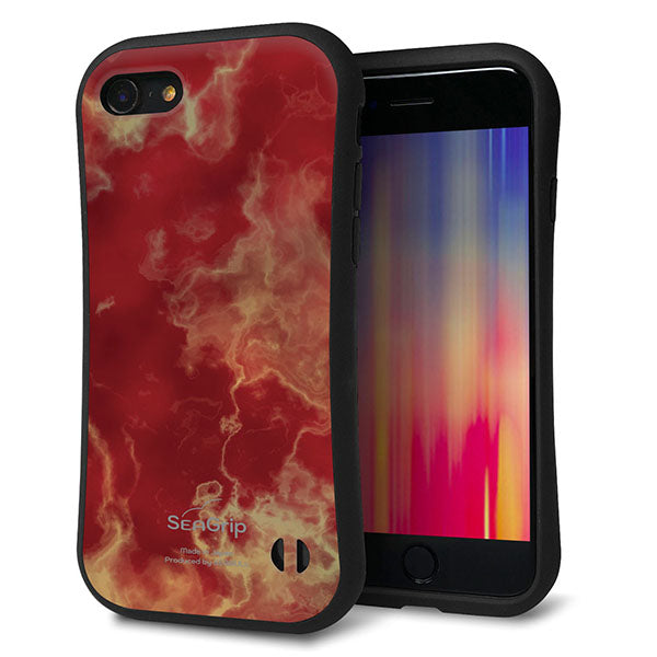 iPhone7 スマホケース 「SEA Grip」 グリップケース Sライン 【KM870 大理石RD】 UV印刷