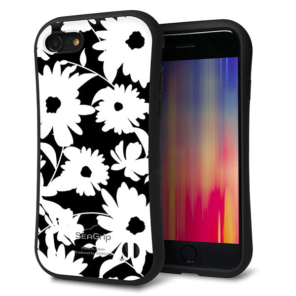 iPhone7 スマホケース 「SEA Grip」 グリップケース Sライン 【SC915 花柄モノトーン 04】 UV印刷