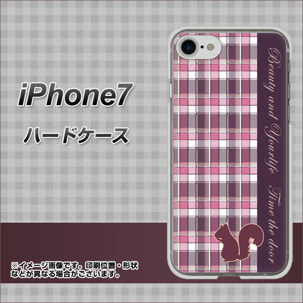 iPhone7 高画質仕上げ 背面印刷 ハードケース【519 チェック柄にリス】