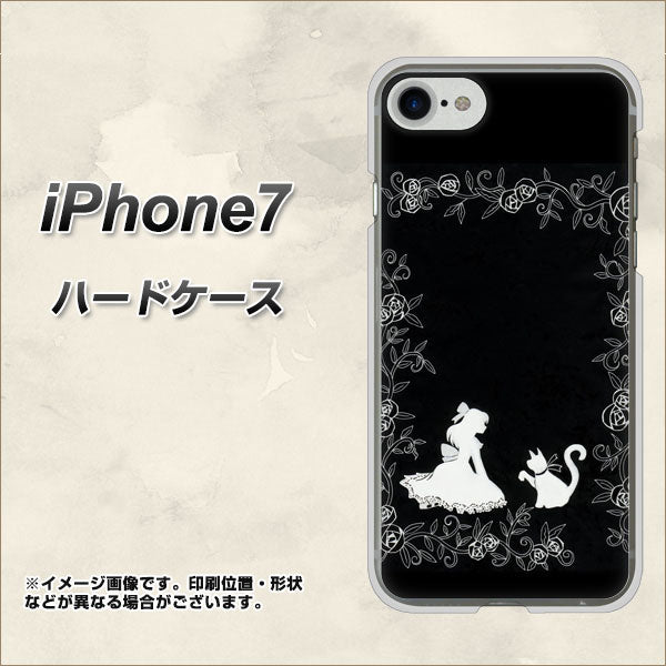 iPhone7 高画質仕上げ 背面印刷 ハードケース【1097 お姫様とネコ(モノトーン)】